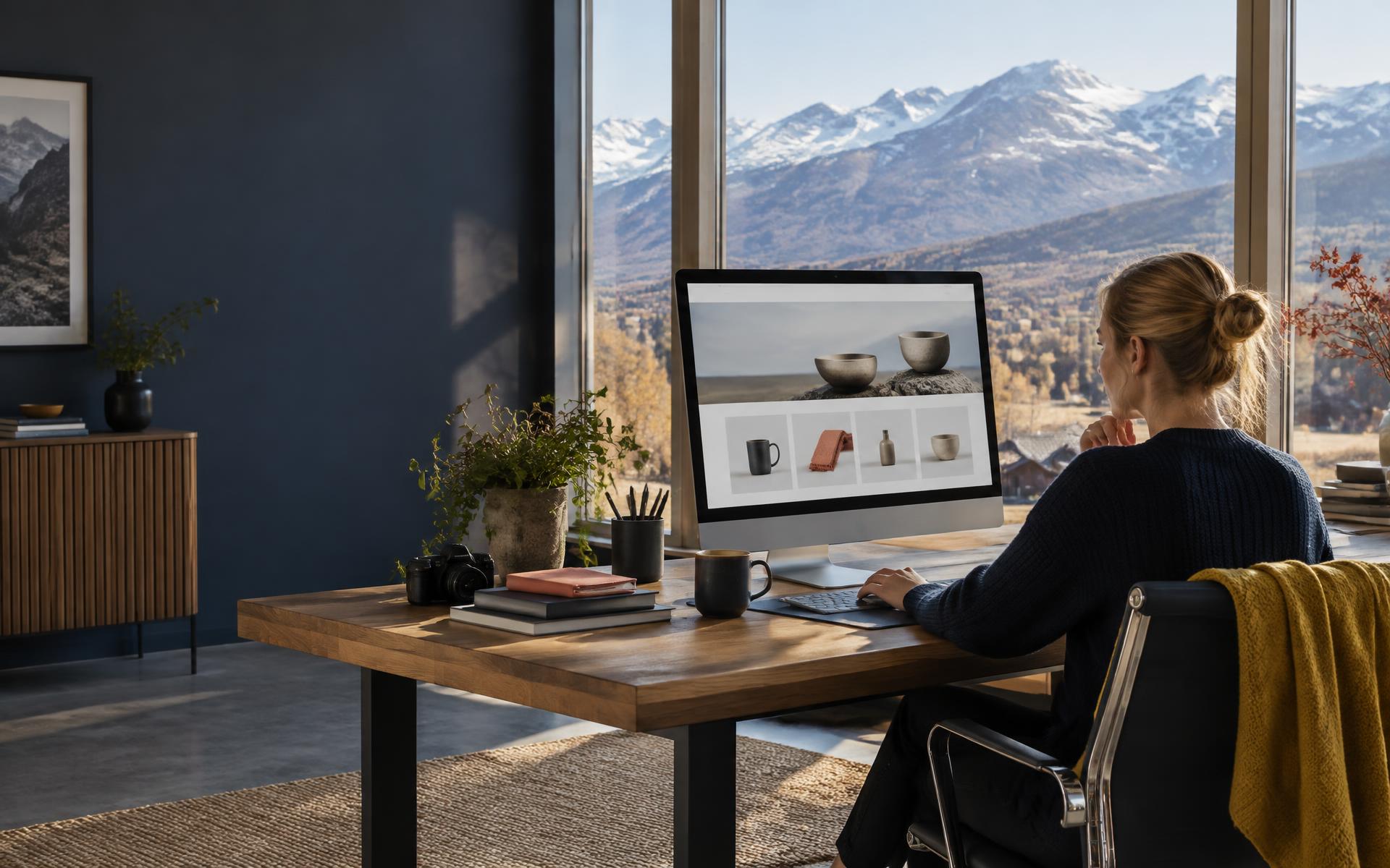 Digitalt arbeid med utsikt mot norske fjell